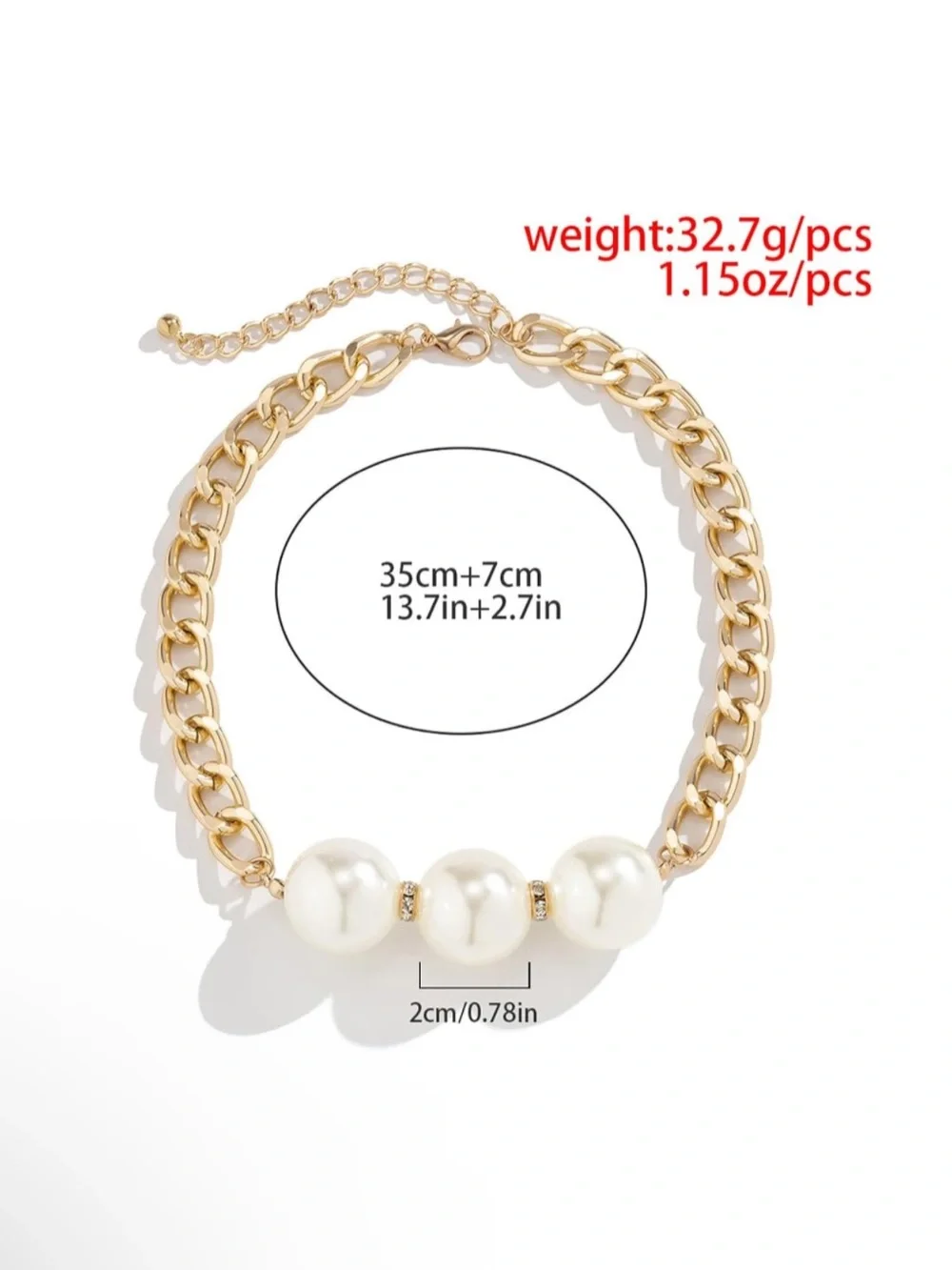 Golden Chain Choker with Three Pearl Orbs